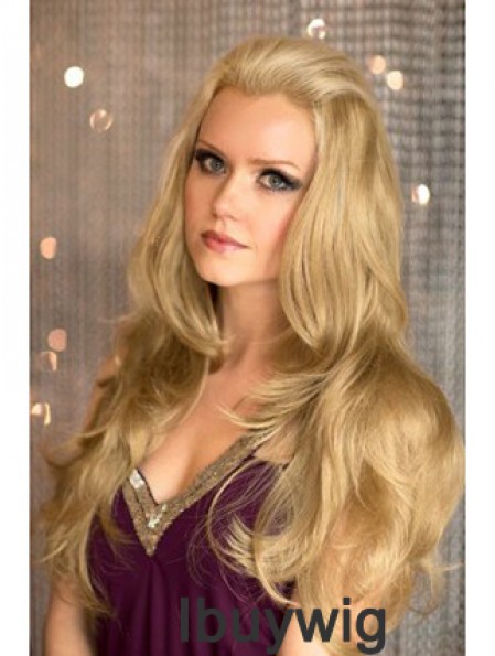 Long Wavy Blonde Comfortable Synthetic Half Wigs