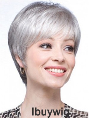 Short Wigs UK Straight Style With Capless Grey Cut