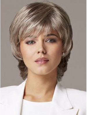 Wavy Capless 10 inch Sleek Short Grey Wigs