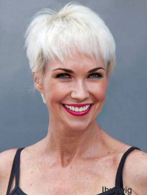 Buy Wigs With Remy Capless Straight Style Short Length Grey Cut
