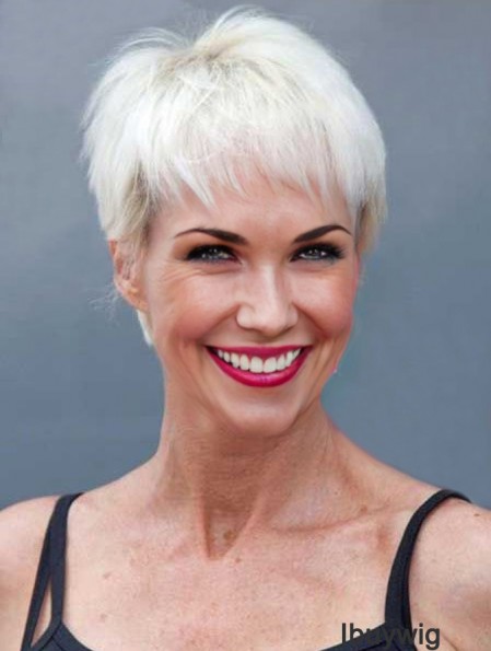 Buy Wigs With Remy Capless Straight Style Short Length Grey Cut