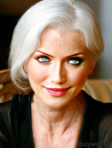 Gorgeous Short Straight Capless Grey Wigs