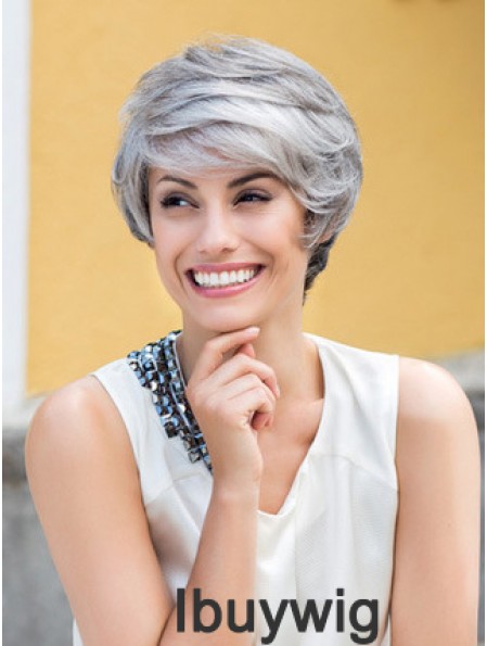 Wavy Lace Front 8 inch Top Short Grey Wigs