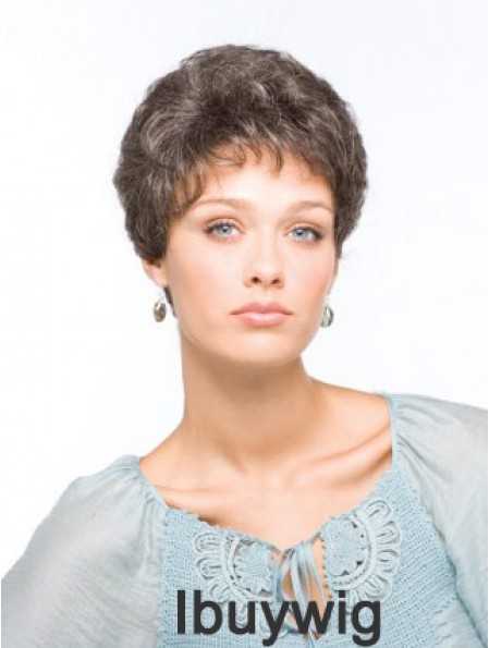 Synthetic Beautiful Short Wavy Grey Wigs