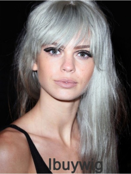 Popular Long Straight 20 inch Synthetic Grey Wigs