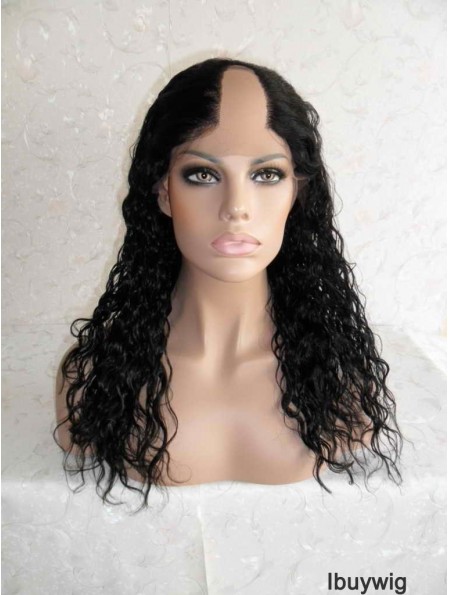 Designed Black Long Curly U Part Wigs