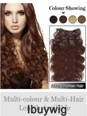 High Quality Auburn Wavy Remy Human Hair Clip In Hair Extensions