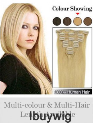 Fabulous Blonde Straight Remy Human Hair Clip In Hair Extensions