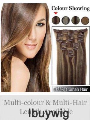 Beautiful Brown Straight Remy Human Hair Clip In Hair Extensions