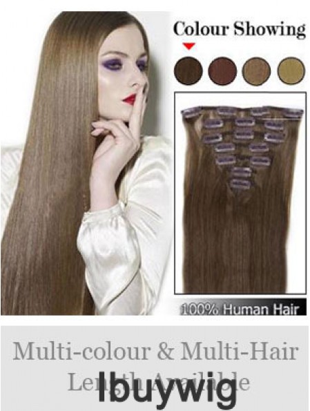 Best Brown Straight Remy Human Hair Clip In Hair Extensions