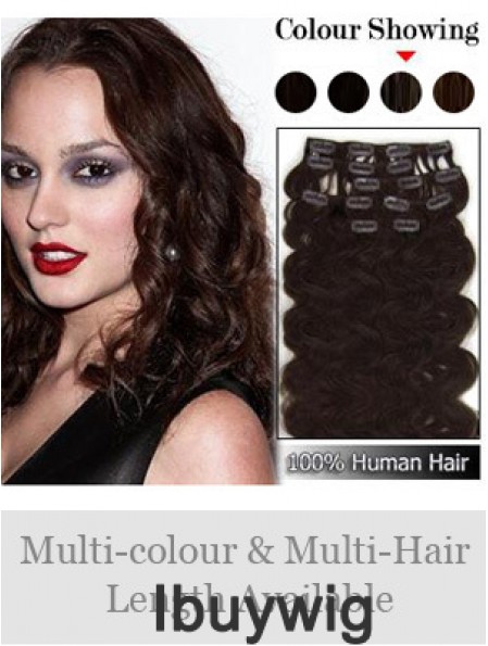 Exquisite Auburn Wavy Remy Human Hair Clip In Hair Extensions