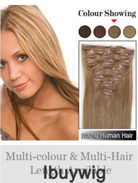 Soft Blonde Straight Remy Human Hair Clip In Hair Extensions