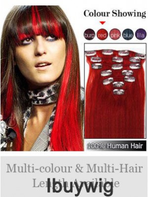 Top Red Straight Remy Human Hair Clip In Hair Extensions