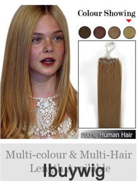 Modern Brown Straight Micro Loop Ring Hair Extensions