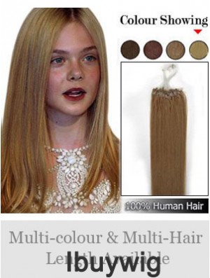 High Quality Brown Straight Micro Loop Ring Hair Extensions