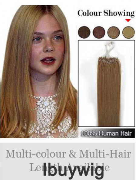 High Quality Brown Straight Micro Loop Ring Hair Extensions