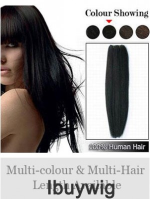 Straight Remy Human Hair Black Comfortable Weft Extensions