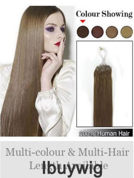 Fabulous Brown Straight Micro Loop Ring Hair Extensions