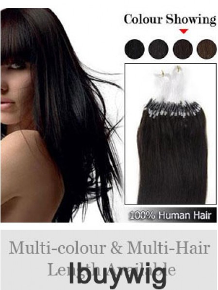 Beautiful Black Straight Micro Loop Ring Hair Extensions