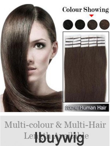 Brown Straight Durable Remy Human Hair Tape In Hair Extensions