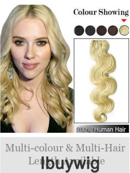 Wavy Remy Human Hair Blonde Fashionable Weft Extensions