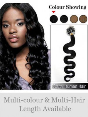 Top Black Wavy Micro Loop Ring Hair Extensions