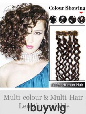 Brown Curly Soft Nail/U Tip Hair Extensions