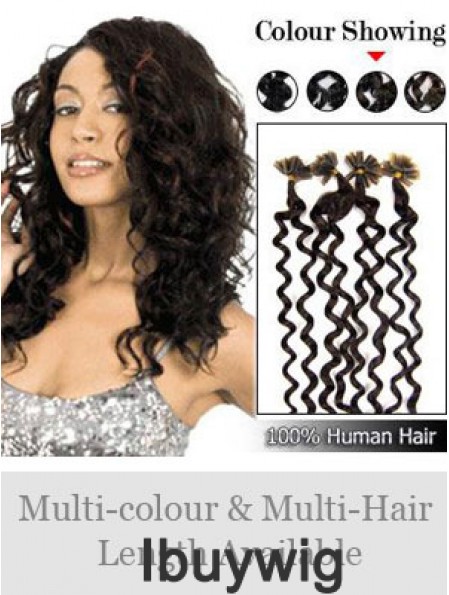 Black Curly Comfortable Nail/U Tip Hair Extensions