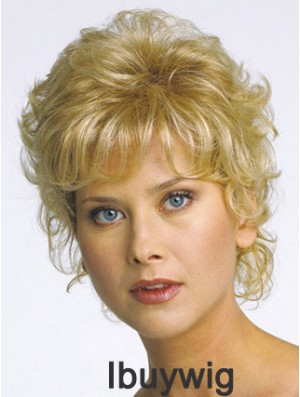 Short Curly Blonde Flexibility Synthetic Half Wigs