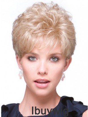 Short Curly Blonde Fabulous Synthetic Half Wigs