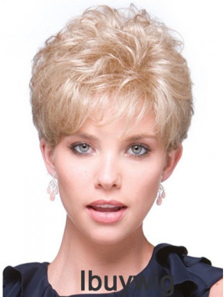 Short Curly Blonde Fabulous Synthetic Half Wigs