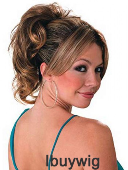 Ponytail Hair Extensions With Synthetic Wavy Style Brown Color