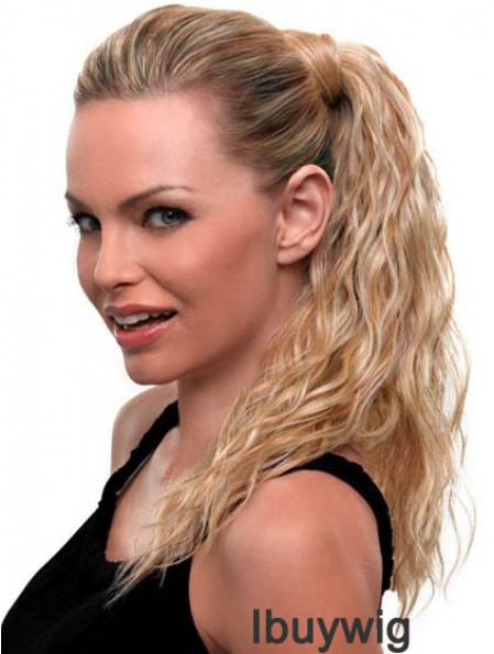 Blonde Ponytail Wavy Style Long Length With Synthetic